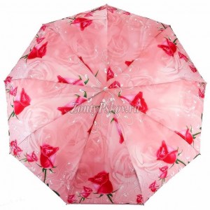 Розовый зонт с цветами Umbrellas полуавтомат арт.658-4